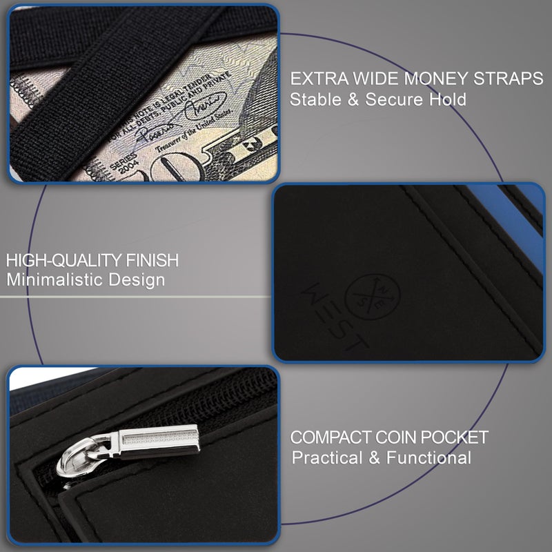 West - Magic Wallet with Coin Compartment + Gift Packaging - RFID Wallet for Men Compact & Small Magic Money Wallet - Extra Strong Money Bands, Magic Wallets for Men - Image 3